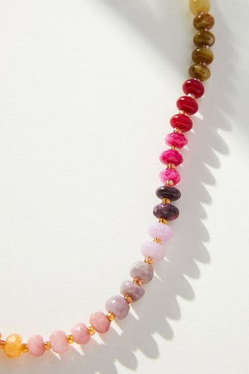 NATURAL AGATE GLASS SEMI PRECIOUS BEAD NECKLACE | 80N896