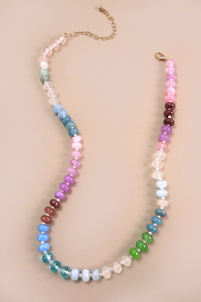 NATURAL AGATE GLASS SEMI PRECIOUS BEAD NECKLACE | 80N896