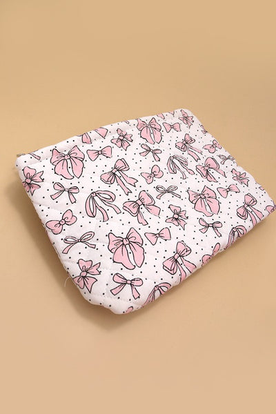 LARGE FLOWER BOW COSMETIC MAKEUP POUCH BAG | 40P535