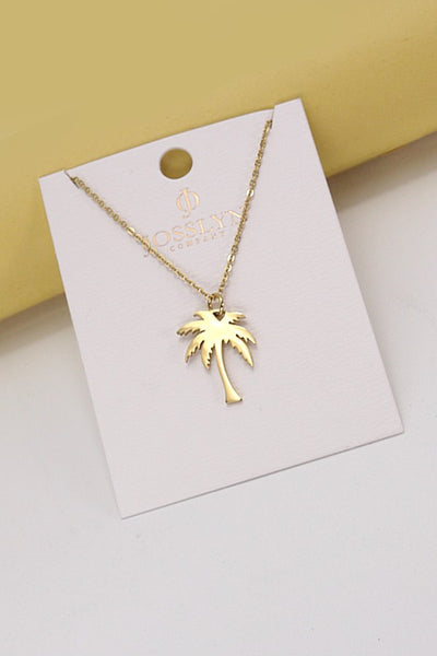 TITANIUM  STEEL NON-TARNISH PALM TREE NECKLACE | 40NK336