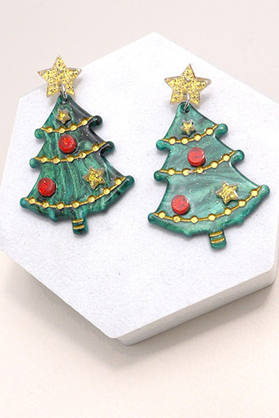 STAR GLITTER CHRISTMAS TREE HOLIDAY EARRINGS | 80E3777