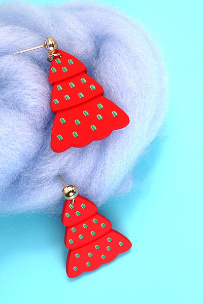 RED CHRISTMAS TREE HOLIDAY EARRINGS | 80E5027