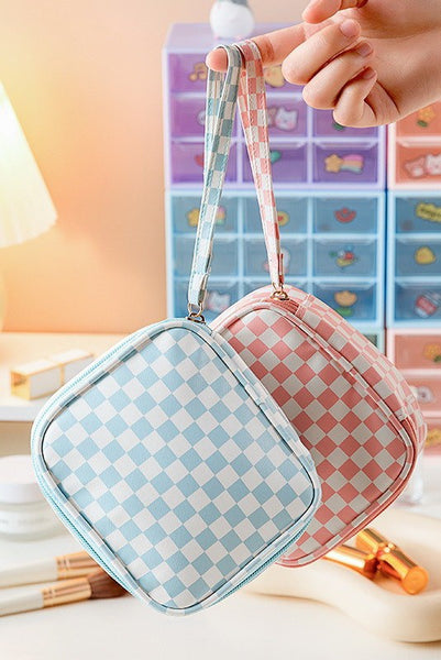 CHECKER COSMETIC MAKEUP TRAVEL POUCH BAG | 40P537