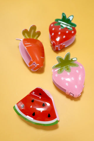 FRUIT STRAWBERRY WATERMELON CARROT HAIR CLAW CLIPS | 40H820