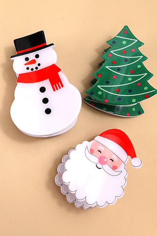 CHRISTMAS TREE SANTA SNOWMAN HAIR CLAW CLIPS | 40H821