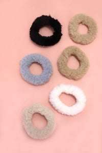 SOFT FUZZY HAIR SCRUNCHIES IN SET OF 6 | 40S728