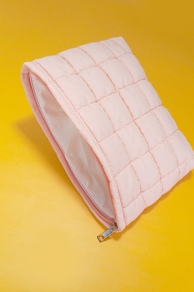 QUILTED PUFFY COSMETIC MAKEUP POUCH CLUTCH BAG | 40P538