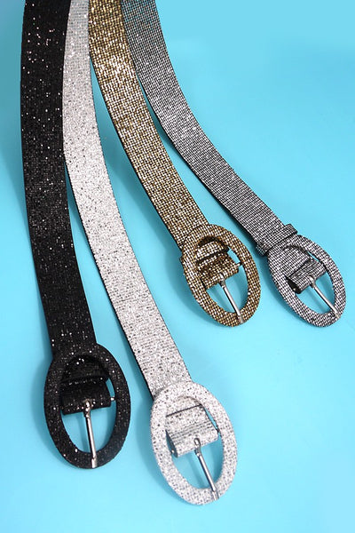 FAUX LEATHER GLITTER STRAP WAISTBAND BELTS | 40BT637