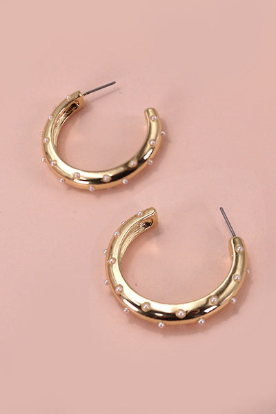 PEARL STUDDED HOOP EARRINGS | 31E24888