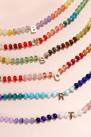 MINI INITIAL MULTI COLOR  BEADED NECKLACE | 80N901