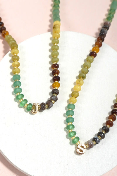 MINI INITIAL MULTI COLOR  BEADED NECKLACE | 80N901