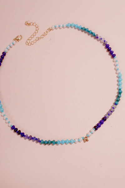 MINI INITIAL MULTI COLOR  BEADED NECKLACE | 80N901