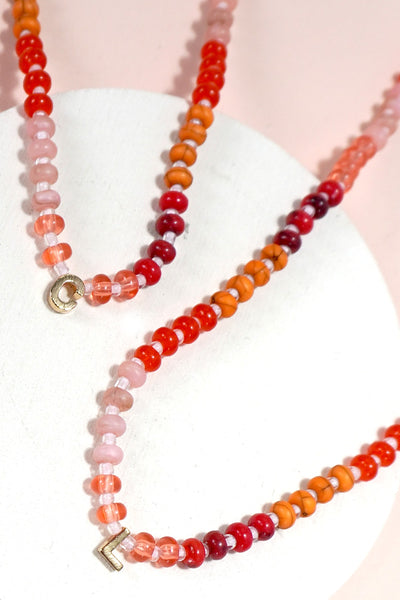 MINI INITIAL MULTI COLOR  BEADED NECKLACE | 80N901