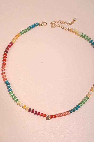 MINI INITIAL MULTI COLOR  BEADED NECKLACE | 80N901