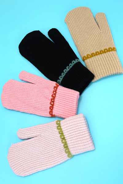 CLASSIC SOLID KNIT WARM MITTEN GLOVES | 40G102