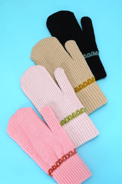 CLASSIC SOLID KNIT WARM MITTEN GLOVES | 40G102