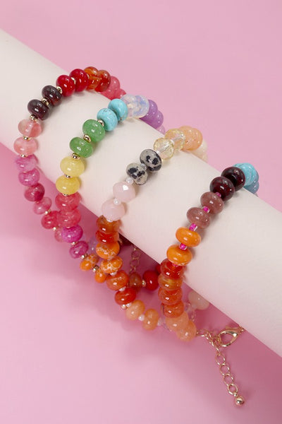 NATURAL AGATE GLASS SEMI PRECIOUS BEAD BRACELET | 80B230