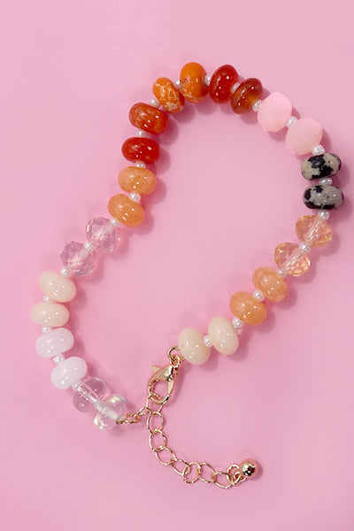 NATURAL AGATE GLASS SEMI PRECIOUS BEAD BRACELET | 80B230