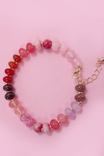 NATURAL AGATE GLASS SEMI PRECIOUS BEAD BRACELET | 80B230