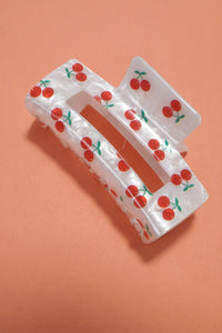 JUMBO CHERRY BOW RECTANGLE HAIR CLAW CLIPS | 40H824