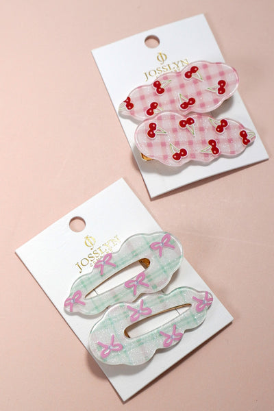 CHERRY BOW SET OF 2 HAIR CLIPS | 40H828