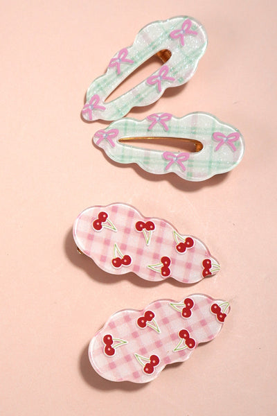 CHERRY BOW SET OF 2 HAIR CLIPS | 40H828