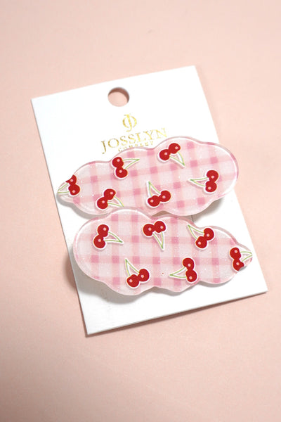 CHERRY BOW SET OF 2 HAIR CLIPS | 40H828