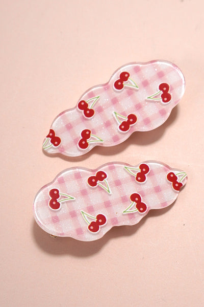 CHERRY BOW SET OF 2 HAIR CLIPS | 40H828