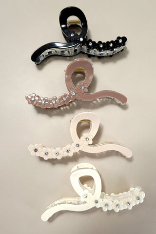 LARGE RHINESTONE SWIRL WAVY HAIR CLAW CLIPS | 40H830