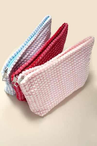 TRAVEL PLUSH BUBBLE CHECKER COSMETIC MAKEUP POUCH | 40P543