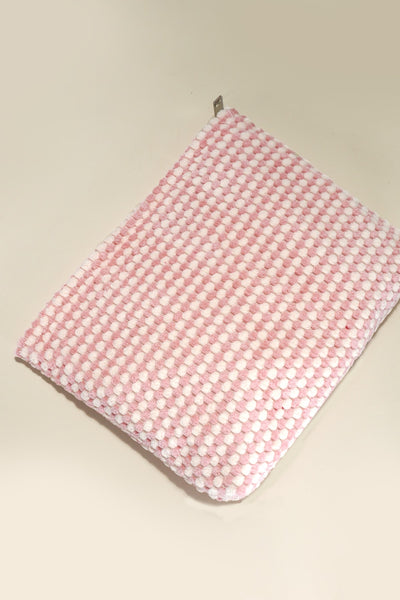 TRAVEL PLUSH BUBBLE CHECKER COSMETIC MAKEUP POUCH | 40P543