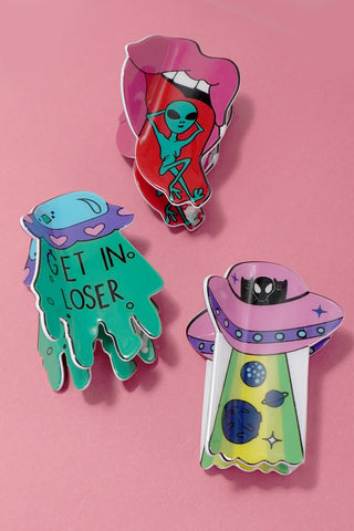 SPACE ALIEN UFO HAIR CLAW CLIPS | 40H836