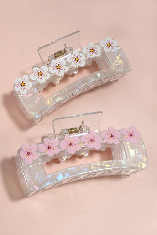 JUMBO FLOWERS ON RECTANGLE HAIR CLAW CLIPS | 40H834