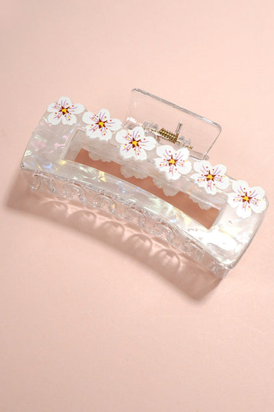 JUMBO FLOWERS ON RECTANGLE HAIR CLAW CLIPS | 40H834