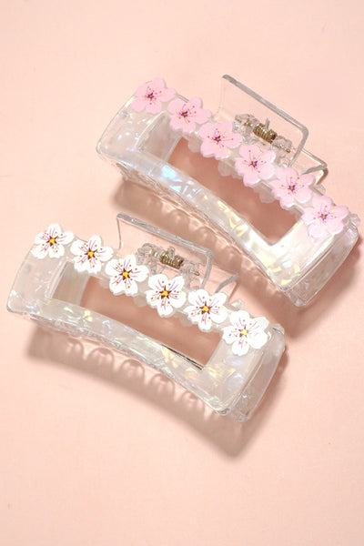 JUMBO FLOWERS ON RECTANGLE HAIR CLAW CLIPS | 40H834