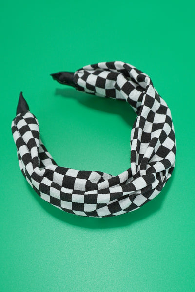 KNOTTED CHECKER HEADBAND HAIR BAND | 40HB160