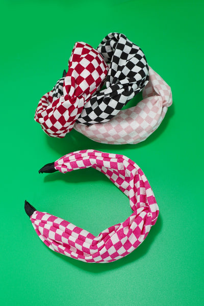 KNOTTED CHECKER HEADBAND HAIR BAND | 40HB160