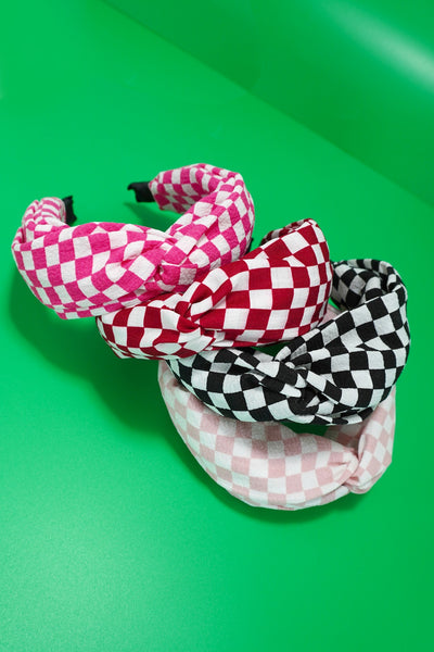 KNOTTED CHECKER HEADBAND HAIR BAND | 40HB160