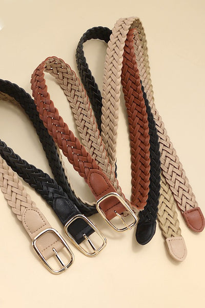 BRAIDED WOVEN FAUX LEATHER BELT | 40BT639