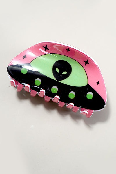 CUTE SPACE UFO ALIEN SPACESHIP HAIR CLAW CLIPS | 40H841