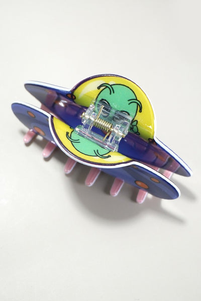 CUTE SPACE UFO ALIEN SPACESHIP HAIR CLAW CLIPS | 40H841