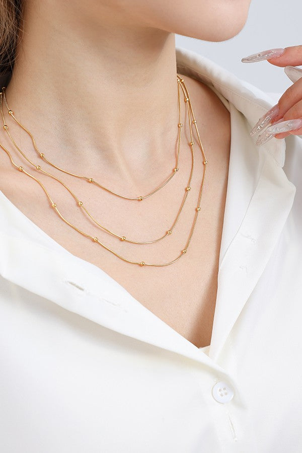 TITANIUM  STEEL NON-TARNISH TRIPLE LAYER NECKLACE | 40NK339