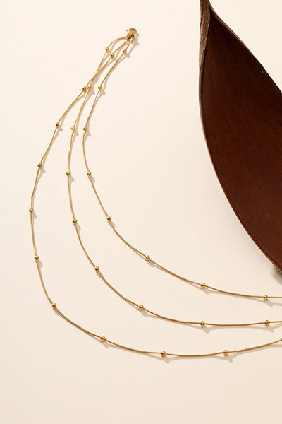 TITANIUM  STEEL NON-TARNISH TRIPLE LAYER NECKLACE | 40NK339