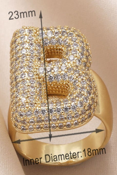 INITIAL MONOGRAM PAVE RHINESTONE BUBBLE RING | 40R101 – JOSSLYN by Wall ...