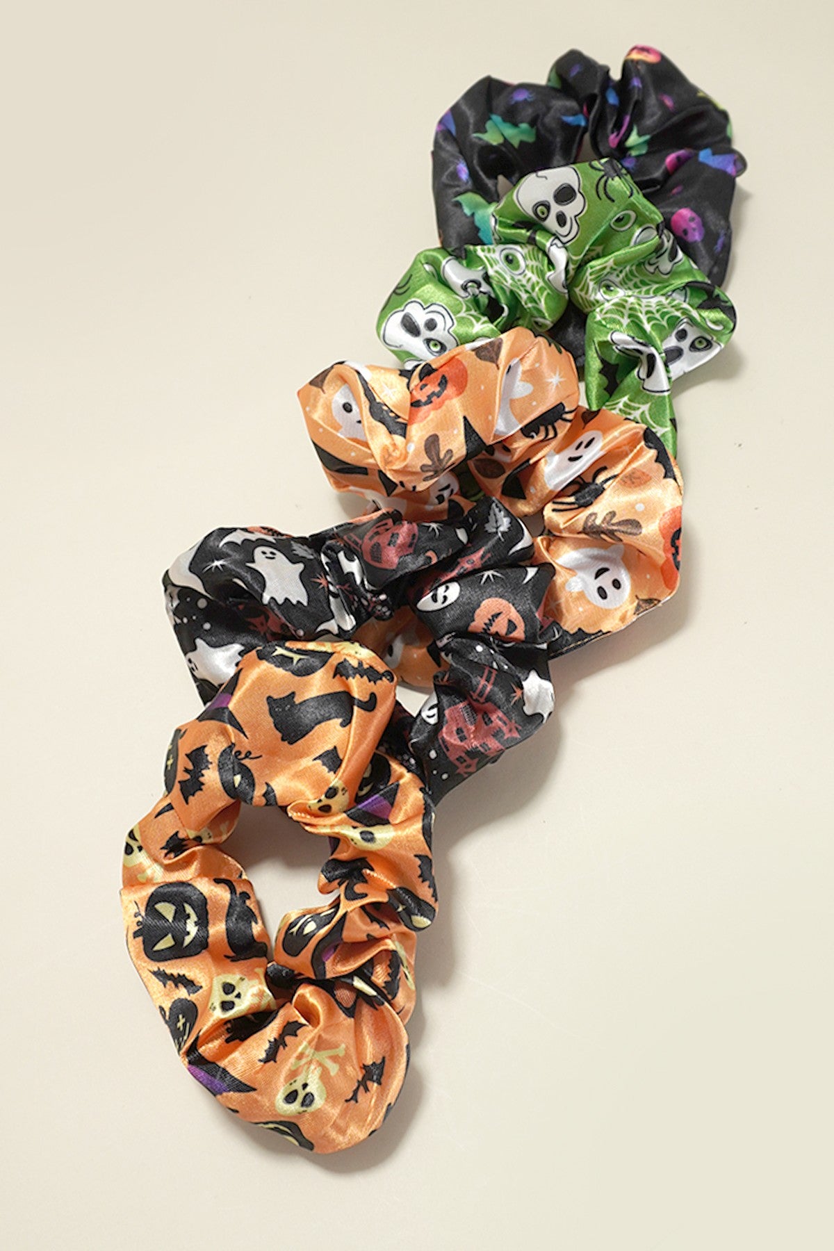 SATIN HALLOWEEN HAIR SCRUNCHIES SET OF 5 | 40S732