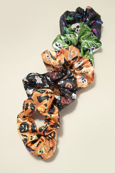 SATIN HALLOWEEN HAIR SCRUNCHIES SET OF 5 | 40S732