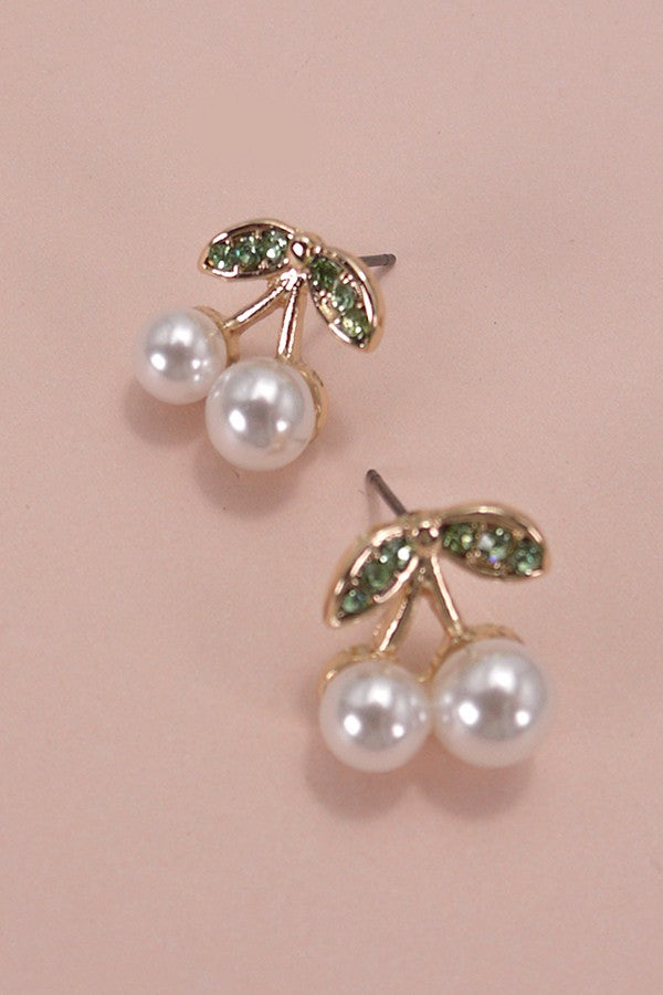 CHERRY PEARL RHINSTONE EARRINGS | 80E5357