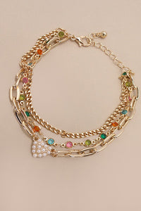 PEARL HEART MULTI STONE MULTI LAYER BRACELET | 80B234