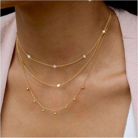 18K STAINLESS STEEL TARNISH FREE LAYERED NECKLACE | 40NK347