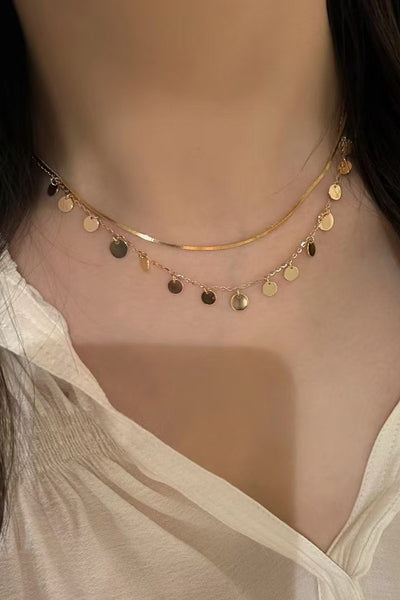 STAINLESS STEEL TARNISH FREE DISC LAYER NECKLACE | 40NK349